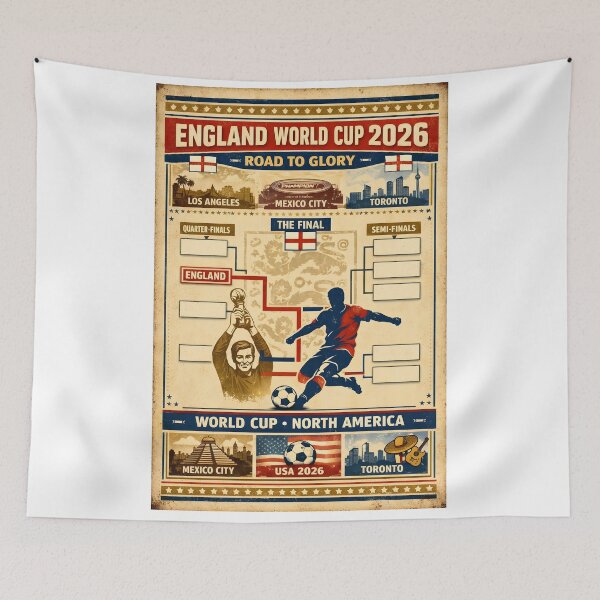 Item preview, England World Cup 2026 – Retro Tournament Bracket Poster designed and sold by WhisperFrame.
