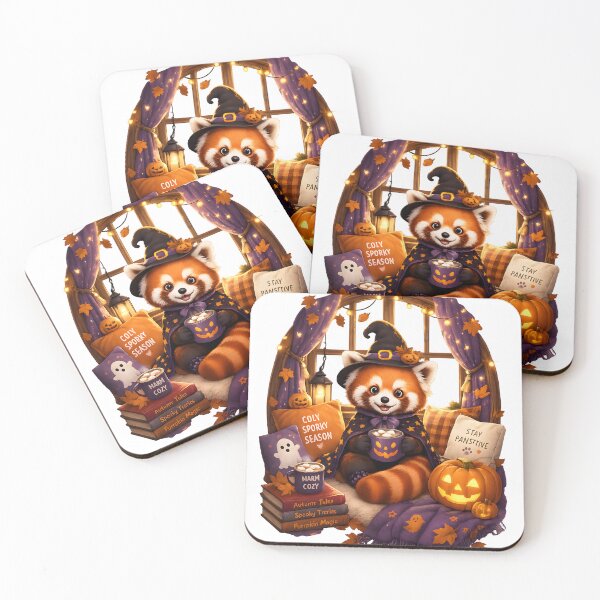 Item preview, Cute Halloween Red Panda Pillow – Cozy Autumn Home Decor designed and sold by CozyAnimalArt.
