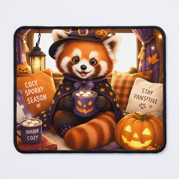 Item preview, Cute Halloween Red Panda Pillow – Cozy Autumn Home Decor designed and sold by CozyAnimalArt.