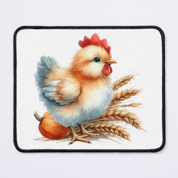 Item preview, Whimsical Chicken with Pumpkin and Wheat Illustration designed and sold by LunaPixelStudio.