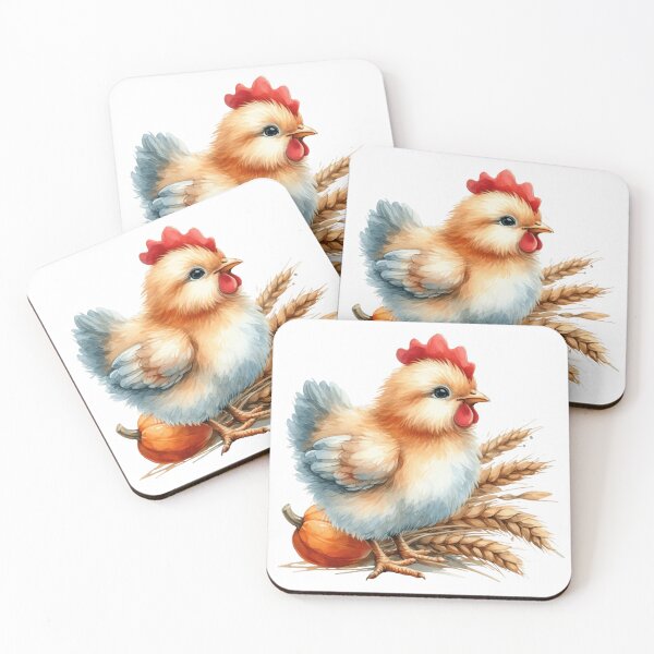 Item preview, Whimsical Chicken with Pumpkin and Wheat Illustration designed and sold by LunaPixelStudio.