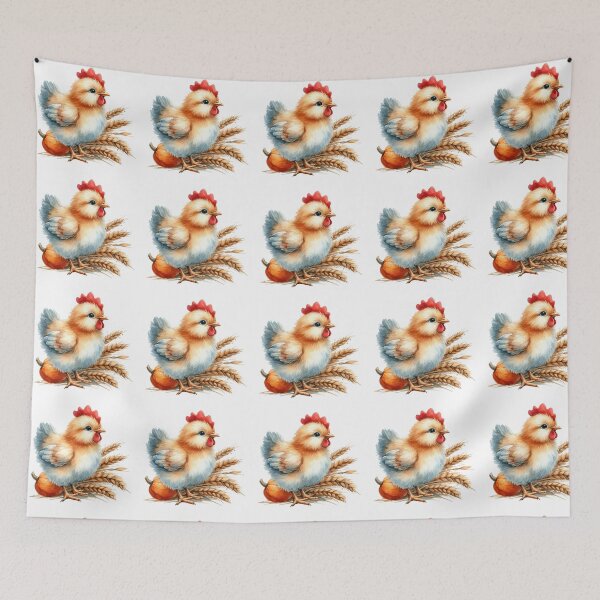 Item preview, Whimsical Chicken with Pumpkin and Wheat Illustration designed and sold by LunaPixelStudio.