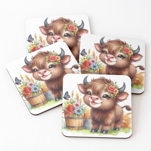 Item preview, Cute Baby Bison Floral Farm Scene Pixar Style Illustration designed and sold by LunaPixelStudio.