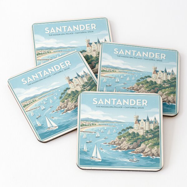 Item preview, Santander Spain Coastal Print - Classic Magdalena Palace Travel Poster designed and sold by ryanguas.