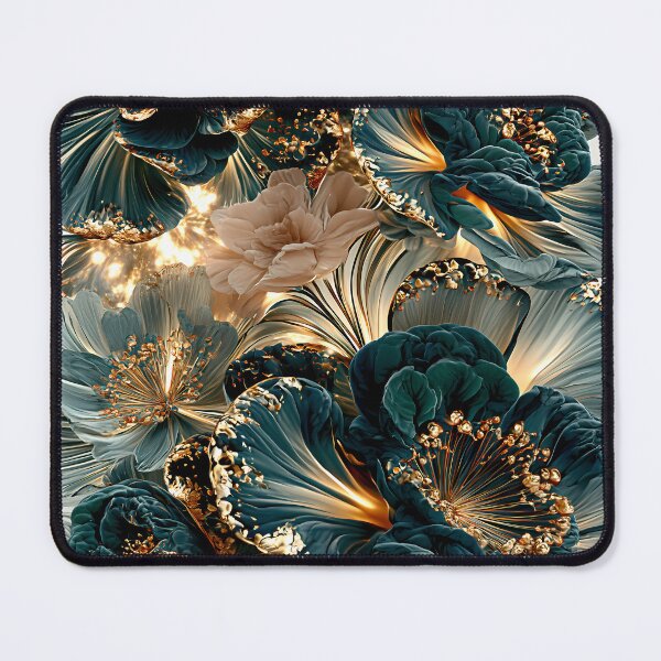Item preview, Luxurious turquoise gold floral abstraction designed and sold by CosmicGlyph.
