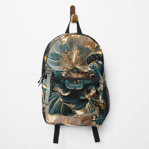 Item preview, Luxurious turquoise gold floral abstraction designed and sold by CosmicGlyph.