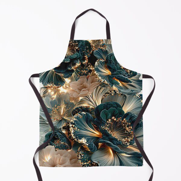Item preview, Luxurious turquoise gold floral abstraction designed and sold by CosmicGlyph.