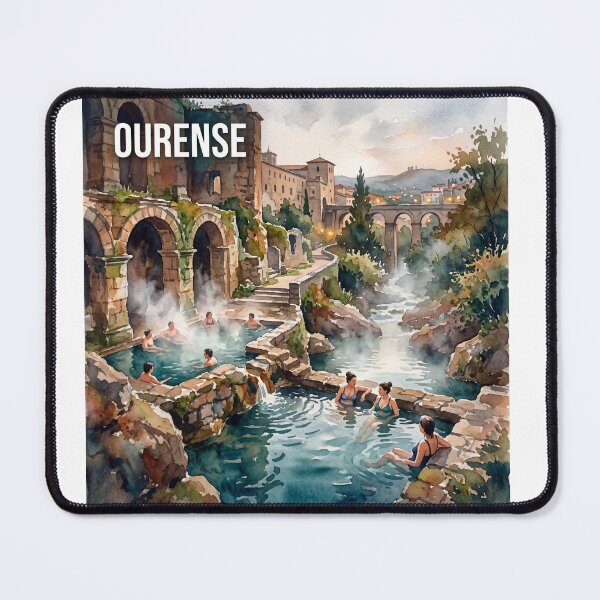 Item preview, Ourense Spain Thermal Baths Poster - Relaxing Watercolor Art designed and sold by ryanguas.