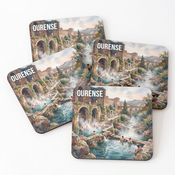 Item preview, Ourense Spain Thermal Baths Poster - Relaxing Watercolor Art designed and sold by ryanguas.