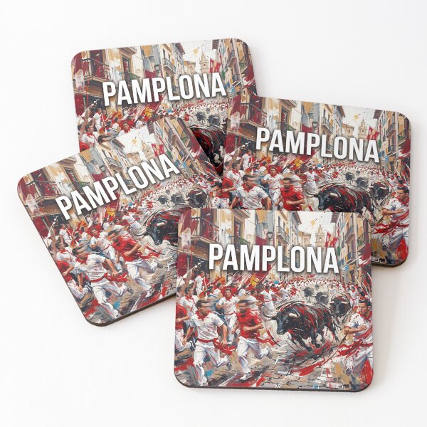 Item preview, Pamplona Spain Travel Poster - Dynamic San Fermin Abstract Art designed and sold by ryanguas.