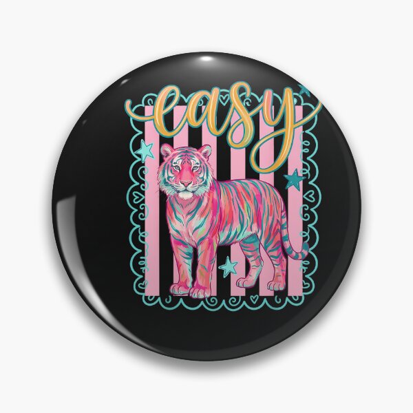 Item preview, Easy Tiger Retro Pink Striped Tiger Graphic Preppy designed and sold by FrankIsabel.