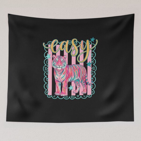 Item preview, Easy Tiger Retro Pink Striped Tiger Graphic Preppy designed and sold by FrankIsabel.