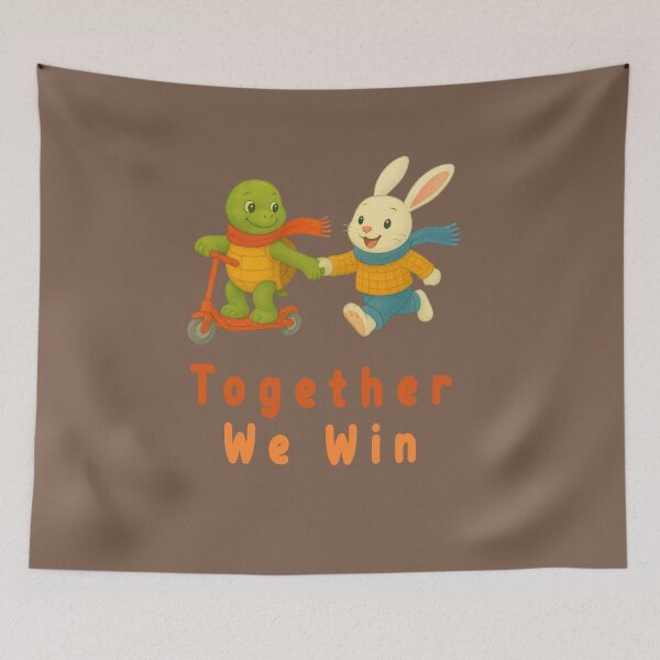 Item preview, Together We Win Turtle and Bunny Kids T-Shirt Design designed and sold by 555Design.