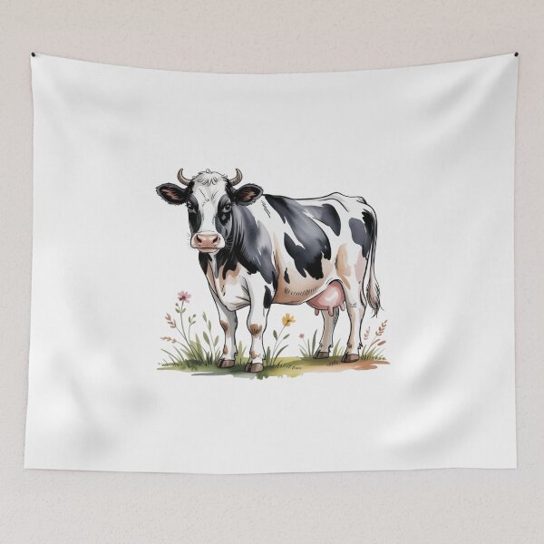 Item preview, Classic Holstein Dairy Cow Meadow Art - Cute Rustic Farmhouse Wildflower Livestock Design designed and sold by Picasfarmer.