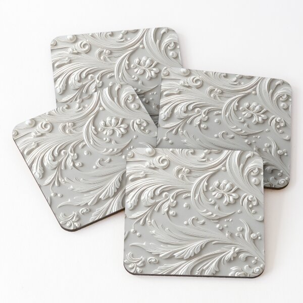 Item preview, Luxury White Baroque Stucco Relief Floral Pattern designed and sold by LYAN-STORE.