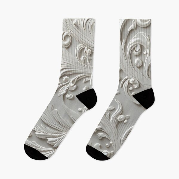 Item preview, Luxury White Baroque Stucco Relief Floral Pattern designed and sold by LYAN-STORE.