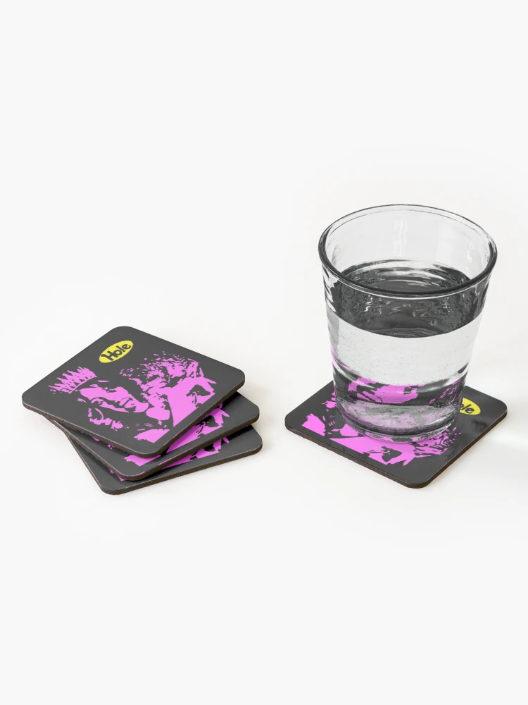 Thumbnail 2 of 5, Coasters (Set of 4), Pink Riot Woman With Yellow Typography designed and sold by ShadeFall.