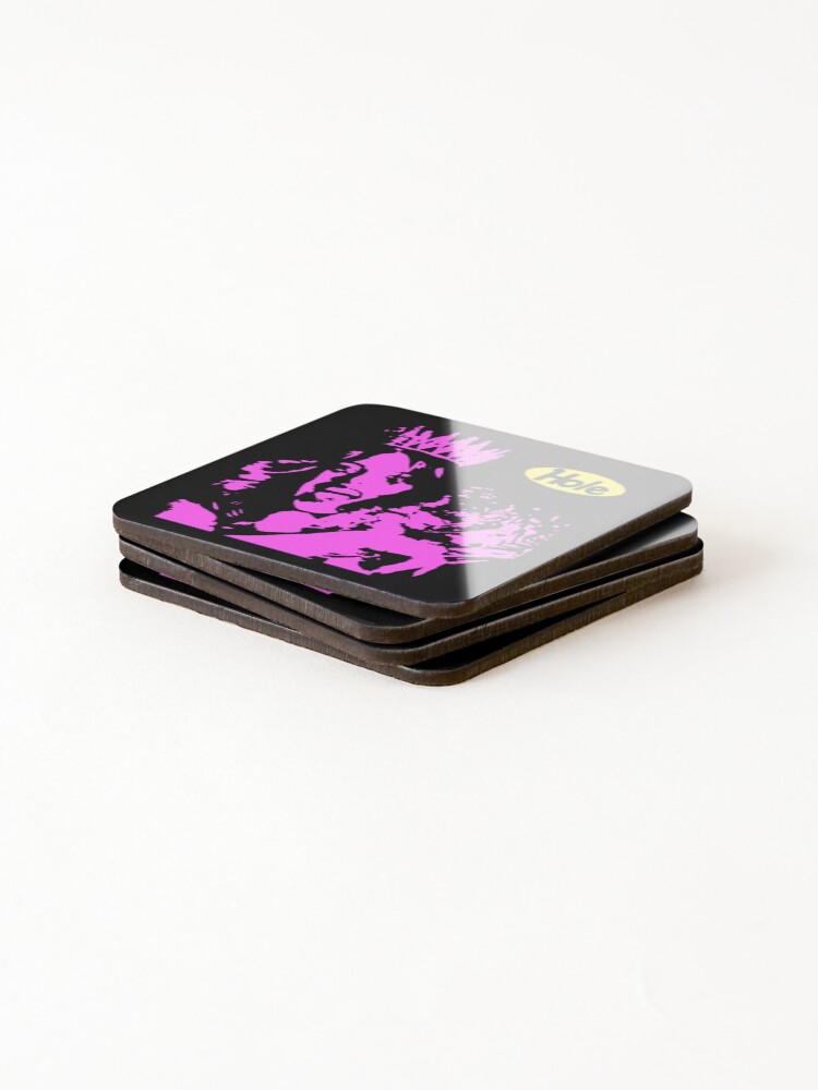 Thumbnail 4 of 5, Coasters (Set of 4), Pink Riot Woman With Yellow Typography designed and sold by ShadeFall.