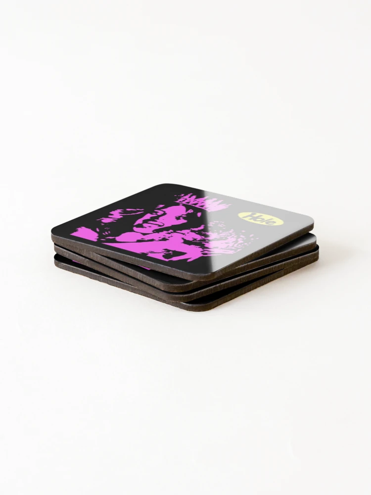 Thumbnail 4 of 5, Coasters (Set of 4), Pink Riot Woman With Yellow Typography designed and sold by ShadeFall.