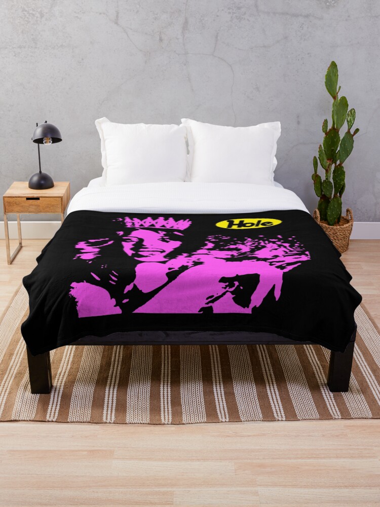 Thumbnail 1 of 6, Throw Blanket, Pink Riot Woman With Yellow Typography designed and sold by ShadeFall.
