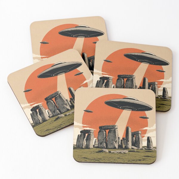 Item preview, Stonehenge UFO Encounter – Retro Sci-Fi Design designed and sold by Dogandesighn.