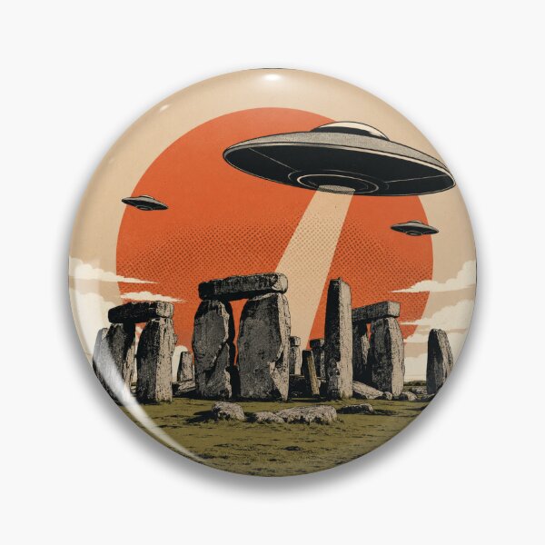 Item preview, Stonehenge UFO Encounter – Retro Sci-Fi Design designed and sold by Dogandesighn.