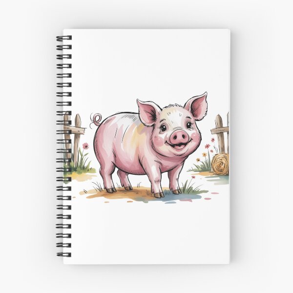 Item preview, Whimsical Watercolor Happy Piglet Art - Cute Countryside Farmhouse Wooden Fence Design designed and sold by Picasfarmer.