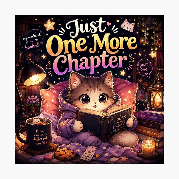 Item preview, Just One More Chapter Cute Book Lover Cat designed and sold by Ayush Shop.