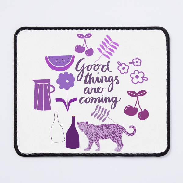 Item preview, Good things are coming // lavender leopard and fruit collage designed and sold by Creativ_Design.
