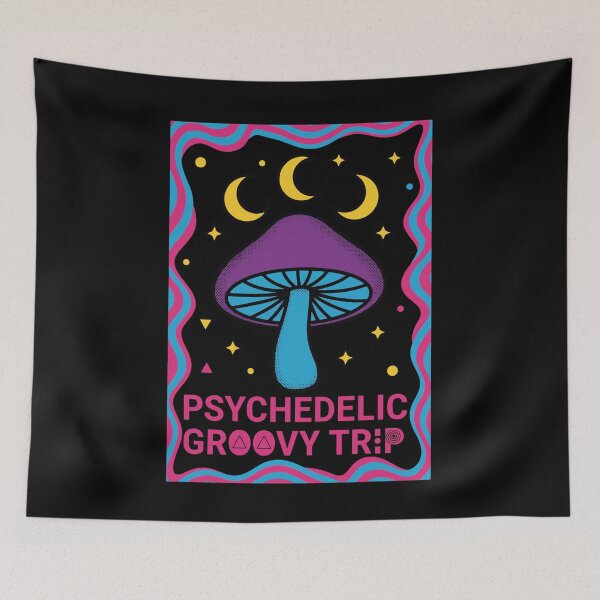 Item preview, trippy festival Hippie Mushroom Groovy Trip designed and sold by LuminOrb.