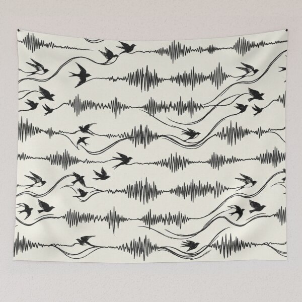Item preview, The Emotional Frequency - Minimalist Soundwave & Birds Pattern designed and sold by InnerwayStudio.