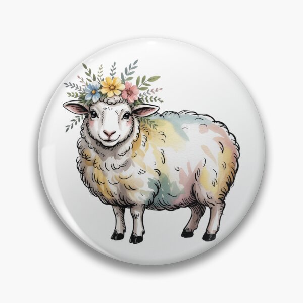 Item preview, Whimsical Watercolor Sheep with Flower Crown Art - Cute Countryside Meadow Lamb Farmhouse Design designed and sold by Picasfarmer.