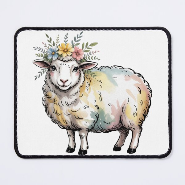 Item preview, Whimsical Watercolor Sheep with Flower Crown Art - Cute Countryside Meadow Lamb Farmhouse Design designed and sold by Picasfarmer.