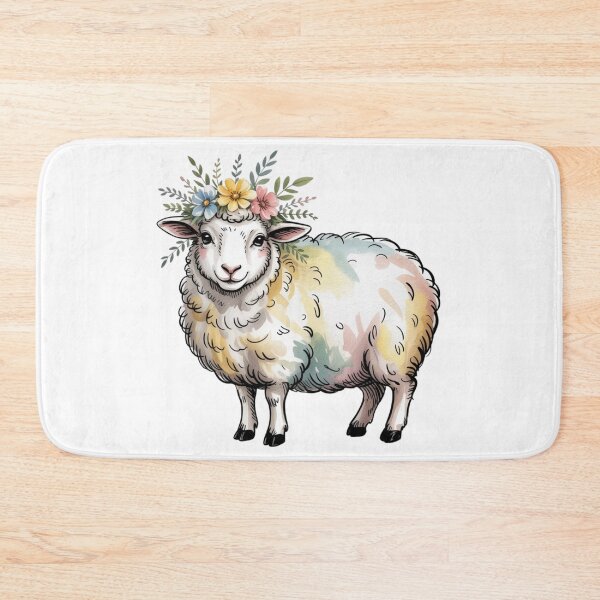 Item preview, Whimsical Watercolor Sheep with Flower Crown Art - Cute Countryside Meadow Lamb Farmhouse Design designed and sold by Picasfarmer.