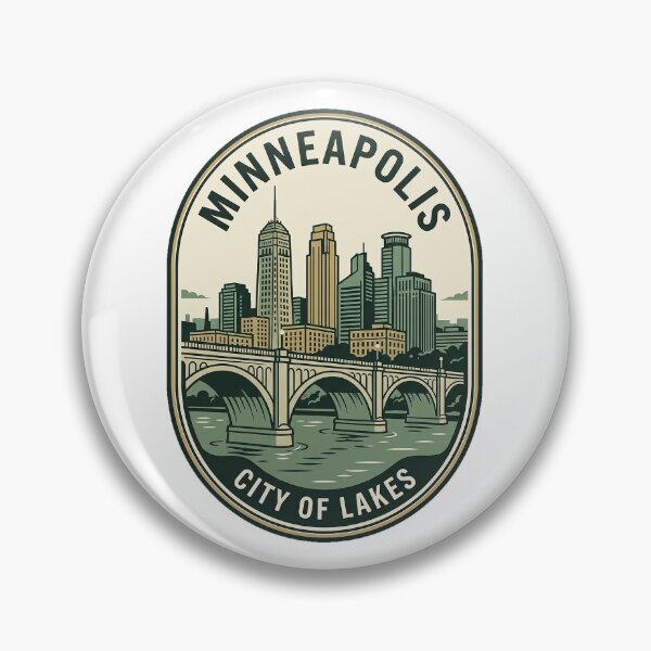 Item preview, Vintage Minneapolis City of Lakes Skyline Badge designed and sold by k3rstman1.