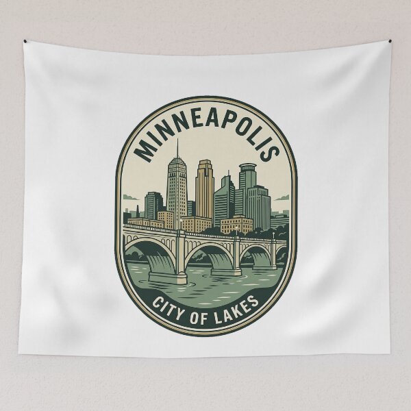 Item preview, Vintage Minneapolis City of Lakes Skyline Badge designed and sold by k3rstman1.