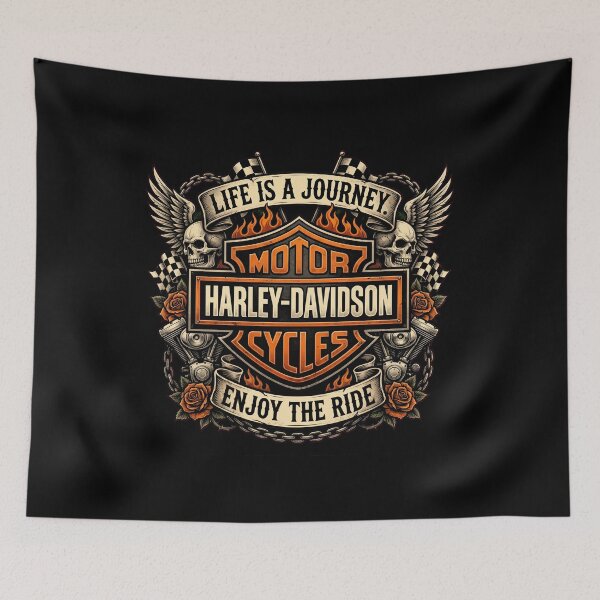 Item preview, Harley Davidson Life Is A Journey Enjoy The Ride Retro Cruiser Print designed and sold by enzoade.