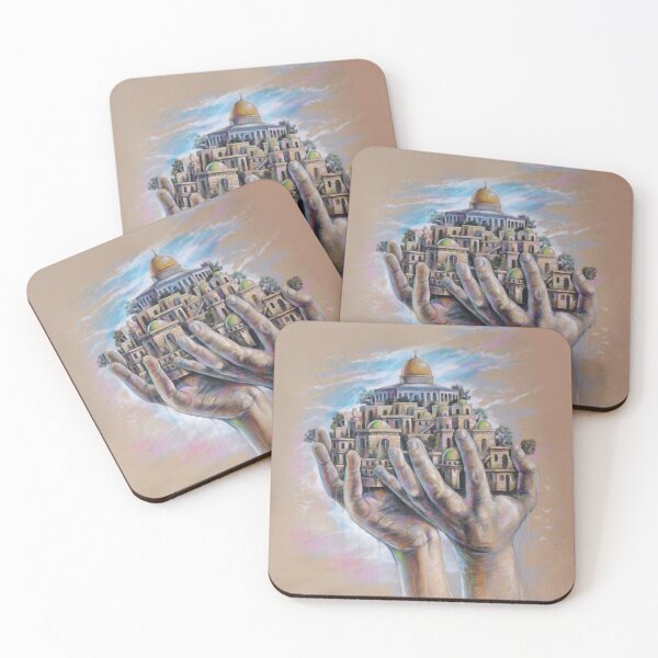 Item preview, Save Jerusalem Al Aqsa Painting, Freedom Hands Holding Al Quds Old City designed and sold by Hurriyyatee.