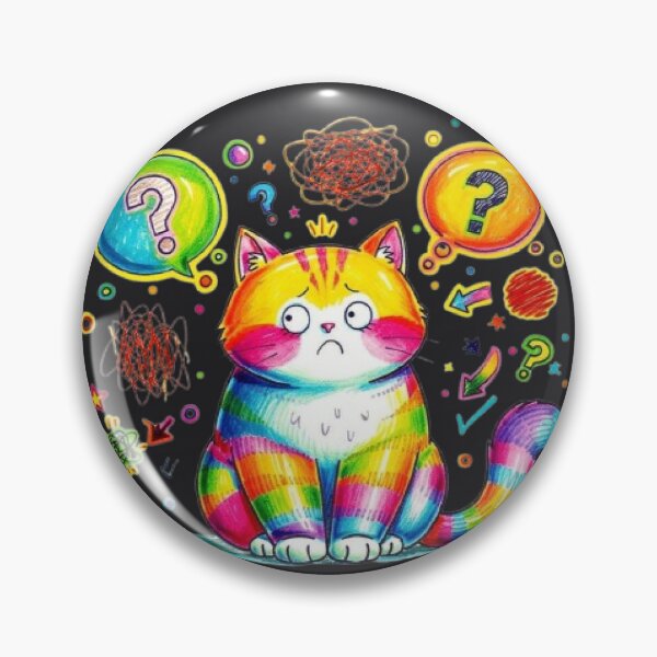 Item preview, Overthinking Cat Funny Anxiety Art designed and sold by Moody Vibes Studio.