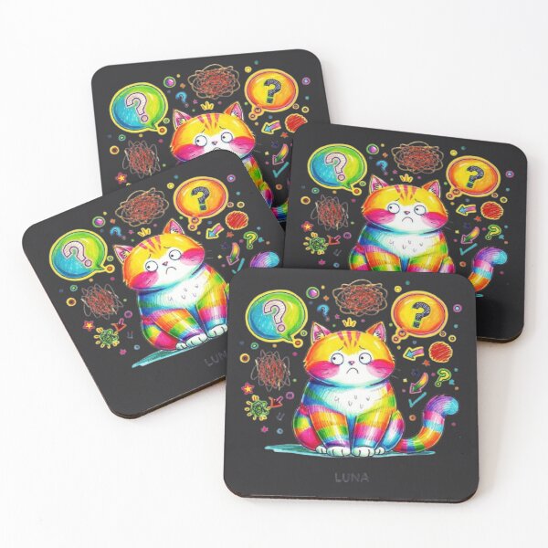 Item preview, Overthinking Cat Funny Anxiety Art designed and sold by Moody Vibes Studio.