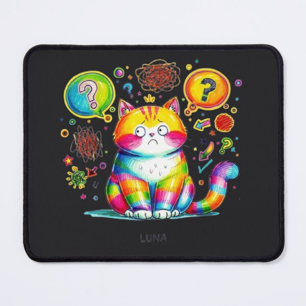Item preview, Overthinking Cat Funny Anxiety Art designed and sold by Moody Vibes Studio.