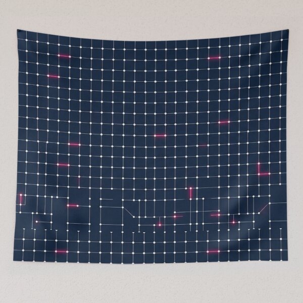 Item preview, The Digital Pulse - Minimalist Blueprint Grid & Neon Pink Pattern designed and sold by InnerwayStudio.