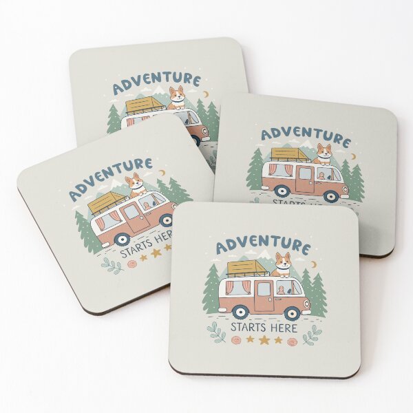 Item preview, Retro Adventure Starts Here Camping Corgi Dog Retro Camper Van Mountain Design designed and sold by Ahmed-khafagy.