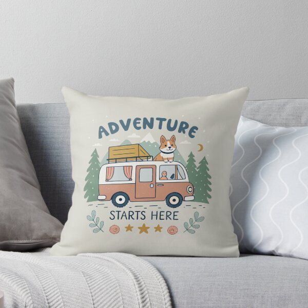 Item preview, Retro Adventure Starts Here Camping Corgi Dog Retro Camper Van Mountain Design designed and sold by Ahmed-khafagy.
