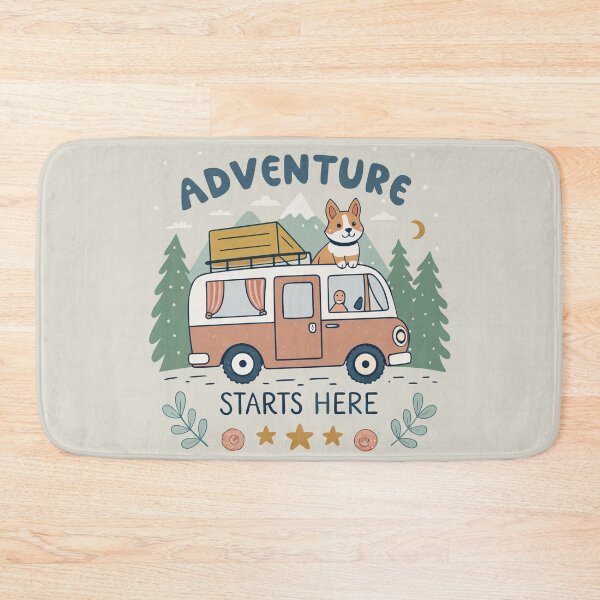 Item preview, Retro Adventure Starts Here Camping Corgi Dog Retro Camper Van Mountain Design designed and sold by Ahmed-khafagy.