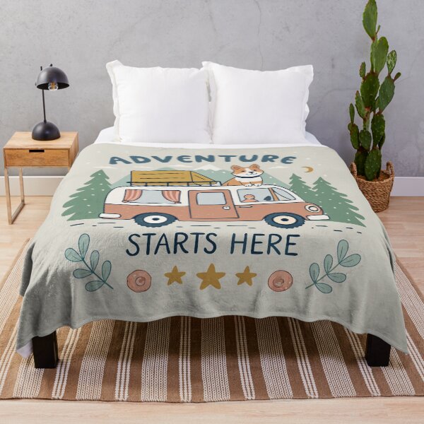 Item preview, Retro Adventure Starts Here Camping Corgi Dog Retro Camper Van Mountain Design designed and sold by Ahmed-khafagy.