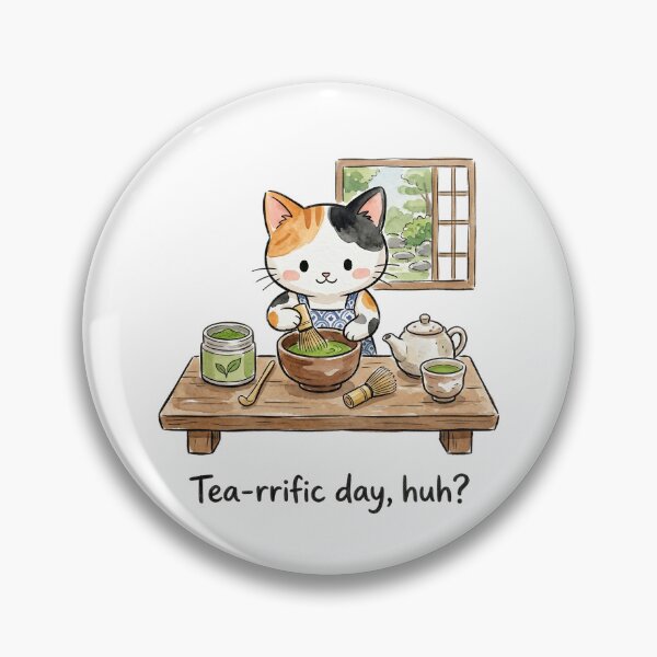 Item preview, Cute Calico Cat Matcha Green Tea Watercolor designed and sold by CrystalMineArts.