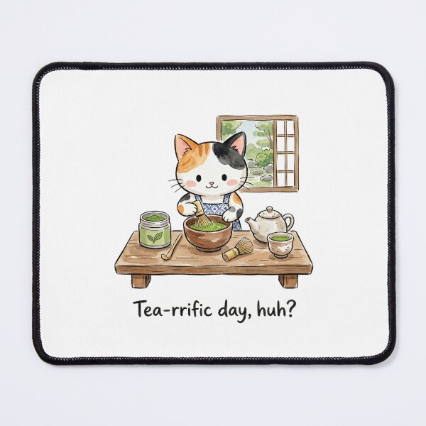 Item preview, Cute Calico Cat Matcha Green Tea Watercolor designed and sold by CrystalMineArts.