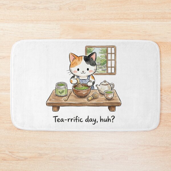 Item preview, Cute Calico Cat Matcha Green Tea Watercolor designed and sold by CrystalMineArts.