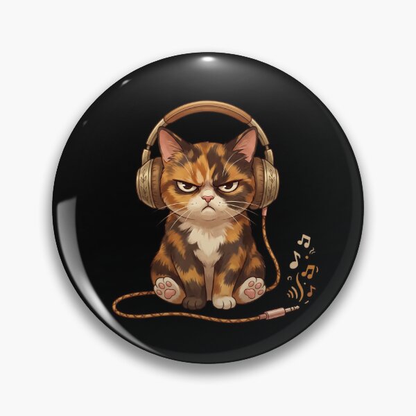 Item preview, Grumpy Calico Cat Vintage Bronze Headphones designed and sold by CrystalMineArts.